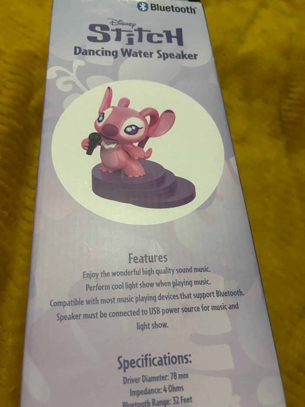 Disney Pink Stitch Dancing Water Bluetooth Speaker - Picture 3 of 5